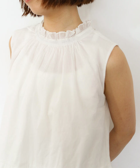 sheer starched cotton 2way gather dress