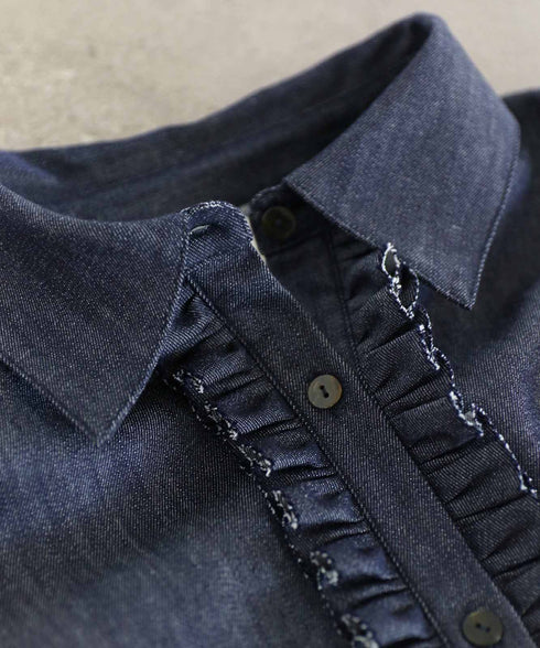 <8/28発売>denim tuck frill modern volume shirt