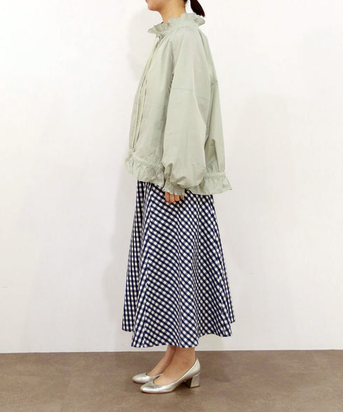 pleats sheer dolman blouson