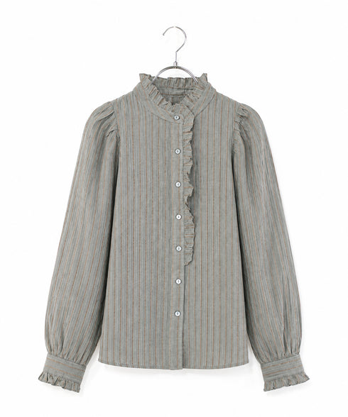 sheer velour volume sleeve blouse