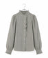 sheer velour volume sleeve blouse