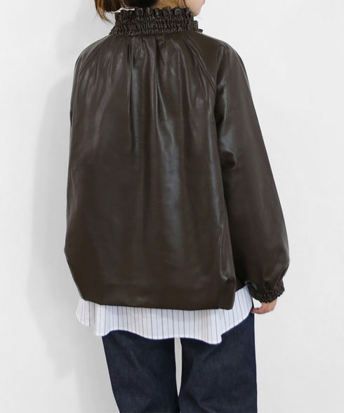 soft eco-leather padded midi blouson