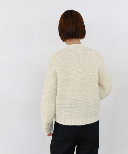 wool cotton aran knit cardigan