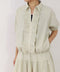 seersucker check pleats half sleeve blouson