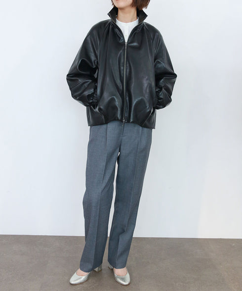eco leather tuck blouson