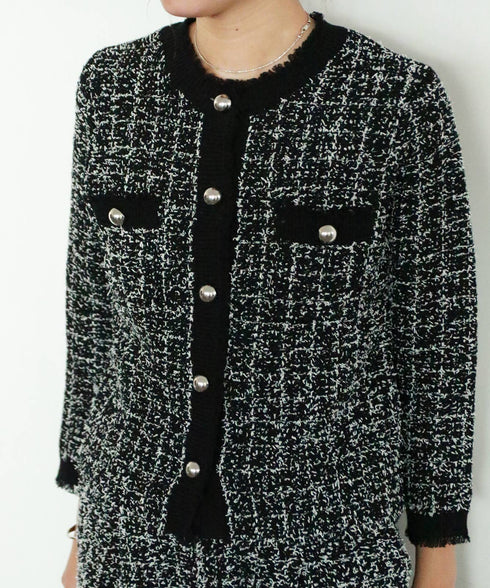【予約】tweed knit fringe jacket