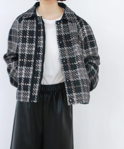 【SOI-MeME】check lame jacquard jacket