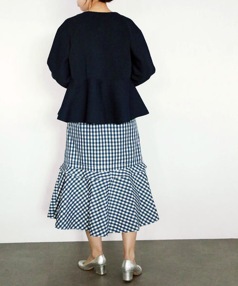 paper knit embroidery peplum jacket