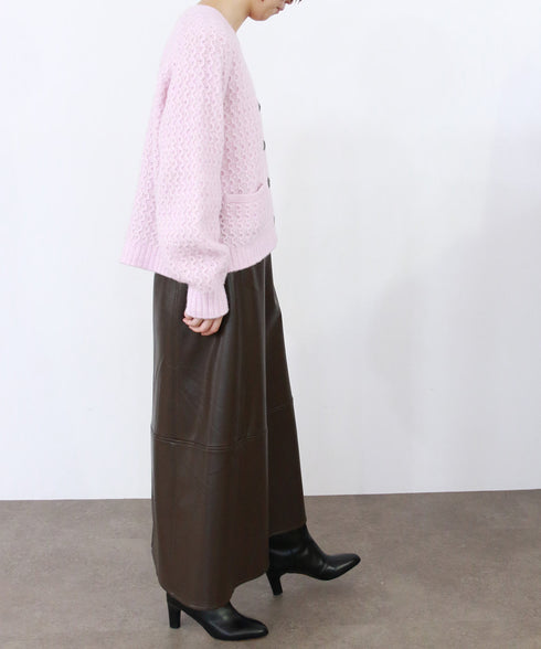 wool cotton aran knit cardigan