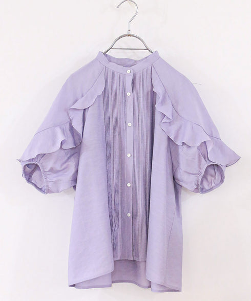 sheer raffle pintuck blouse