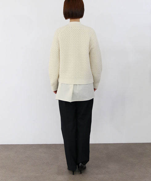 wool cotton aran knit cardigan