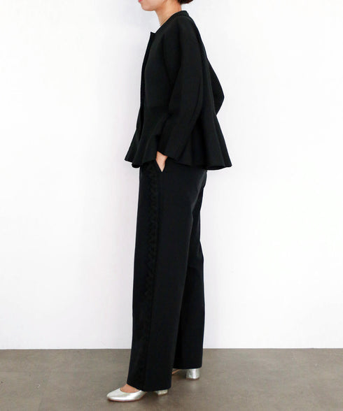 paper knit embroidery peplum jacket