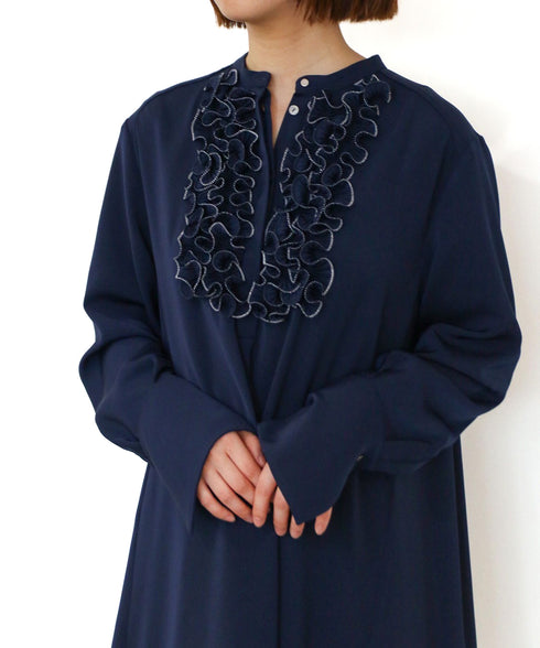 <8/28発売>【SOI-MeME】crystal pleats satin shirt dress