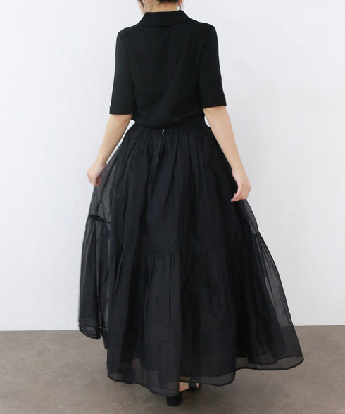 【再入荷】sheer starched cotton gather skirt