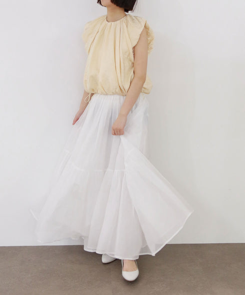 【再入荷】sheer starched cotton gather skirt
