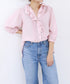 picot raffle collar tuck blouse