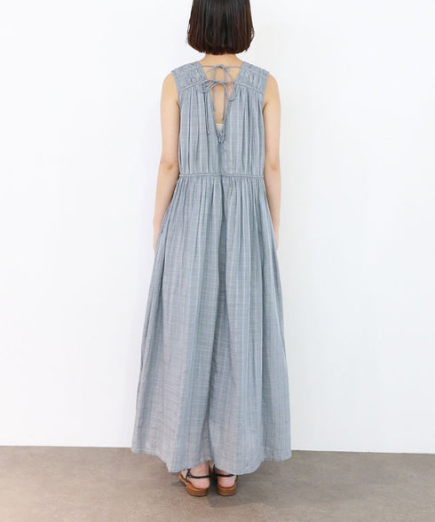 sheer check 2way gathered dress