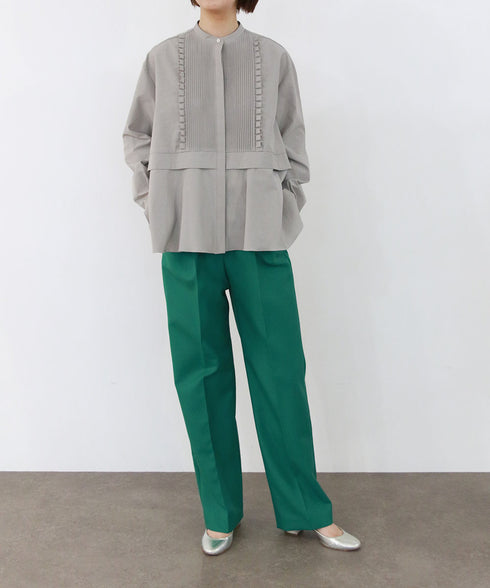 tuck frill flare shirt