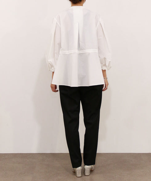 pin tuck lace flare blouse