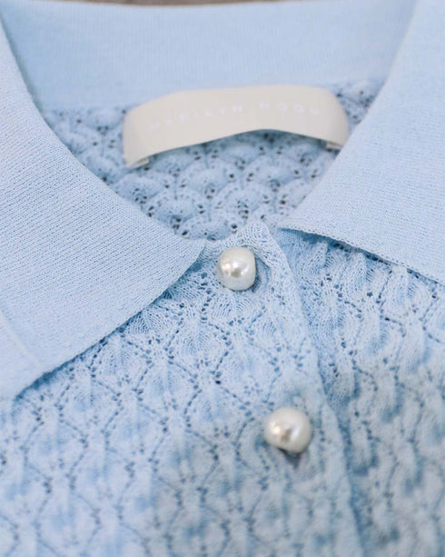 diamond openwork polo knit