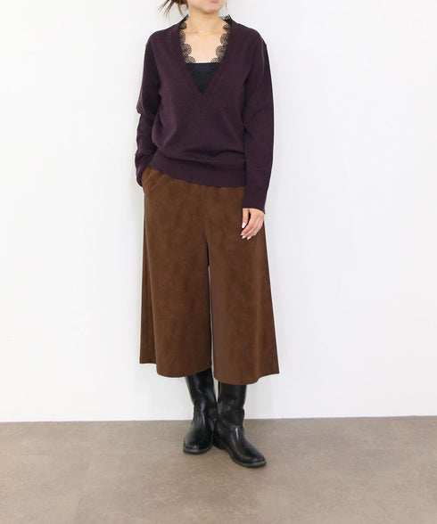 14G wool layered scallop-lace top