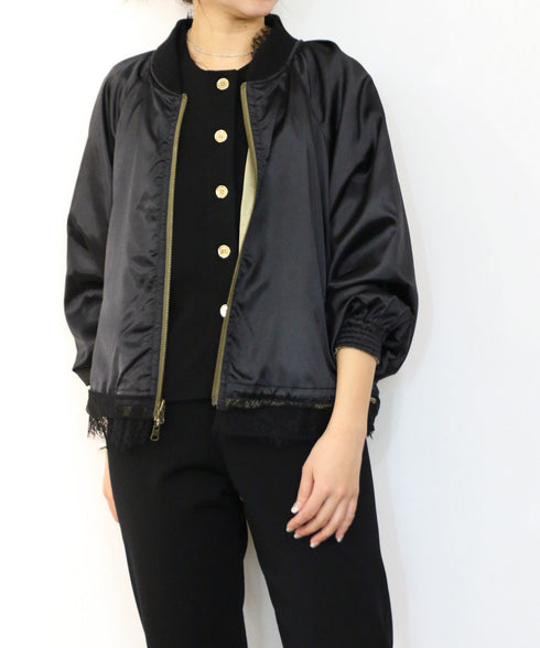 【SOI-MeME】eyelash lace satin reversible blouson