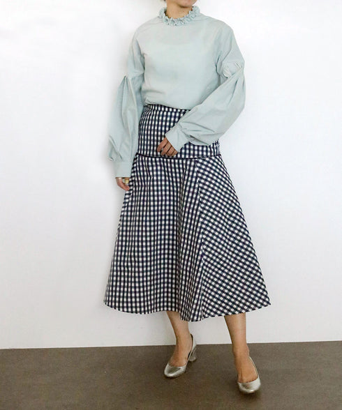 tuck frill volume sleeve blouse