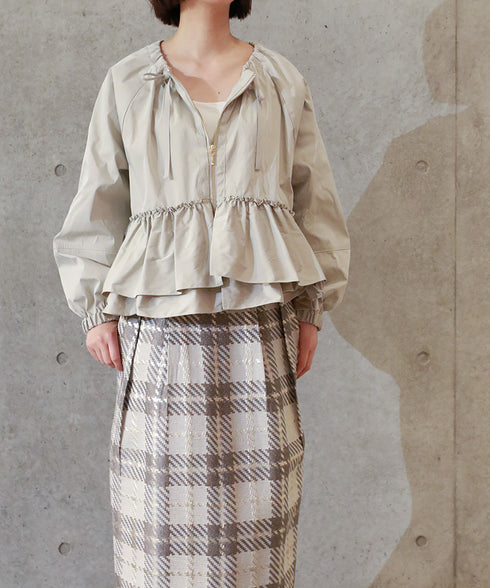 【SOI-MeME】check lame jacquard skirt