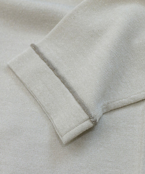lame wool polo cardigan