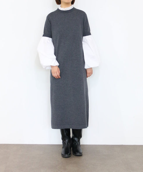 【先行予約1000ポイントプレゼント】14G wool 2way sleeve one-piece