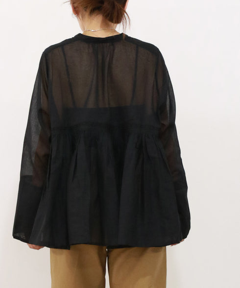 sheer starched cotton lace flare blouse