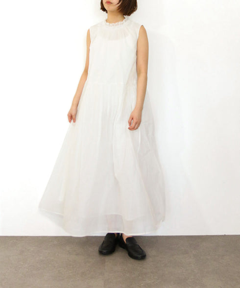 sheer starched cotton 2way gather dress