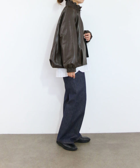 soft eco-leather padded midi blouson