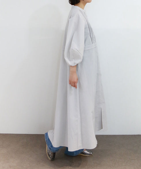 pin tuck lace flare one-piece