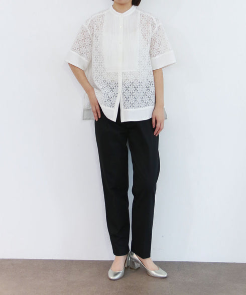 code leaver lace pintuck blouse