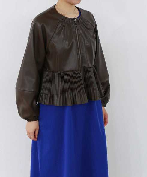 eco leather pleats jacket