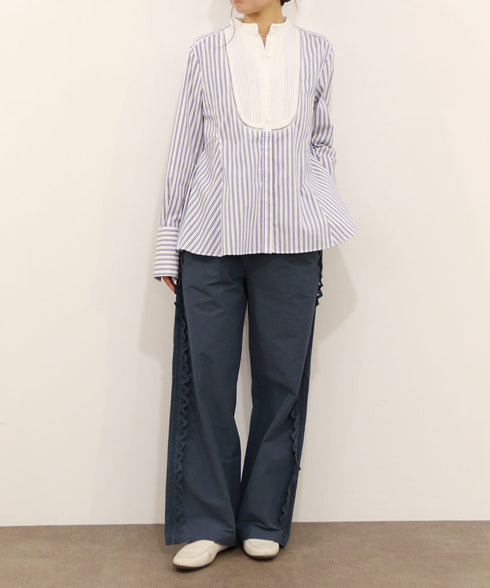 pin tuck bosom embroidery blouse