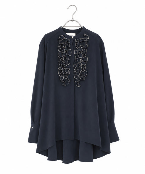 <8/28発売>【SOI-MeME】crystal pleats satin shirt