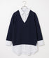 striped shirt layered knit top
