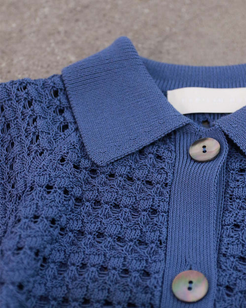 crochet polo knit cardigan