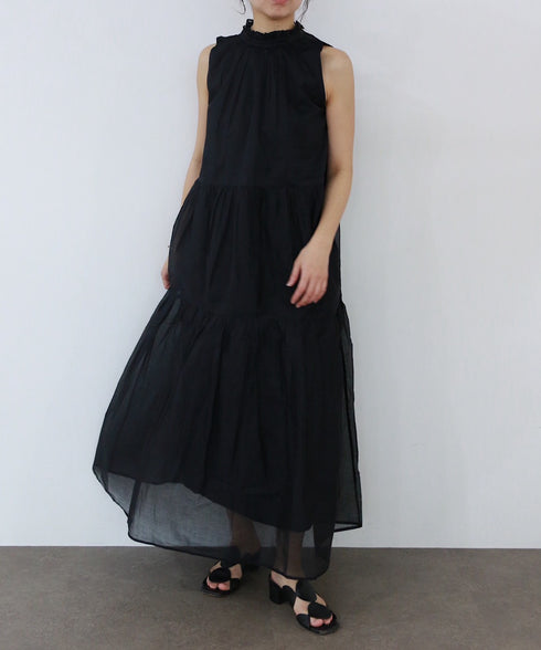 【再入荷】sheer starched cotton gather dress