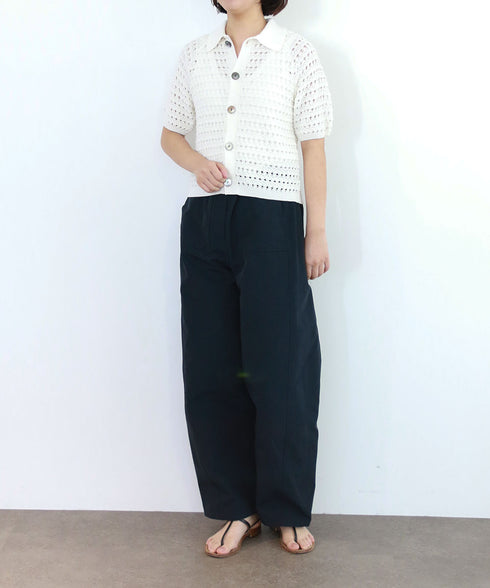 crochet polo knit cardigan