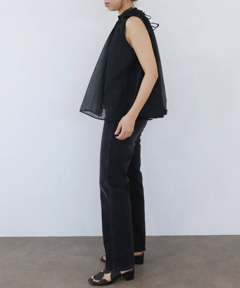 sheer starched cotton gather blouse