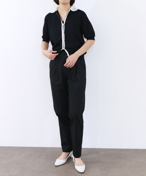 cotton nylon lace color knit cardigan