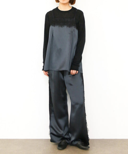 【SOI-MeME】eyelash lace satin camisole