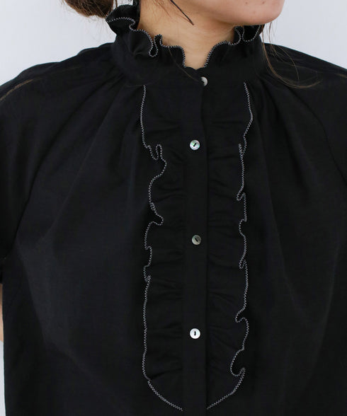 Sheer jabot lace blouse