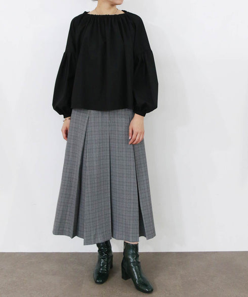 glen check 2way blouse