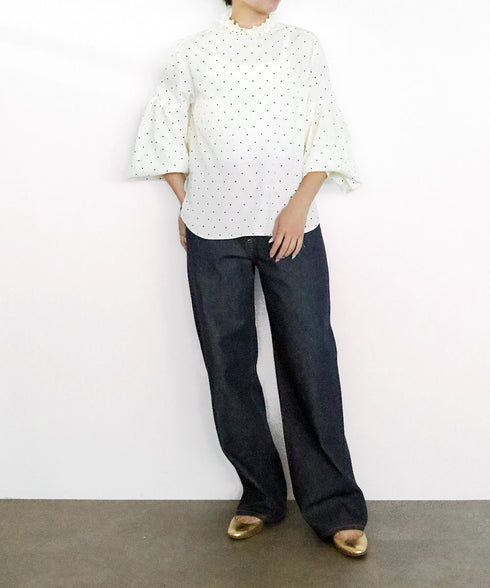 tuck frill volume sleeve blouse