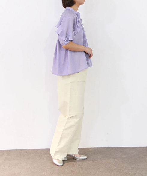 sheer raffle pintuck blouse