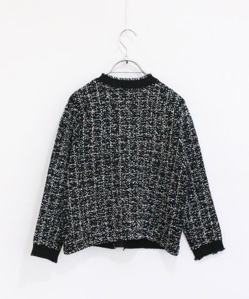 【SOI-MeME】tweed knit fringe jacket
